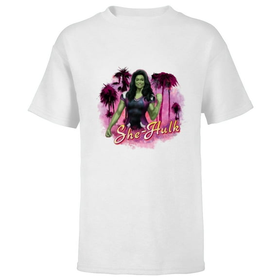 Marvel Studios She Hulk Palm Trees - Short Sleeve T-Shirt for Kids - Customized-White