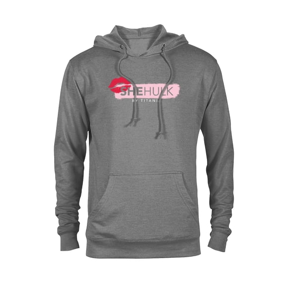 Marvel Studios She-Hulk by Titania Kiss Logo Dark Disney  - Pullover Hoodie for Adults - Customized-Athletic Heather