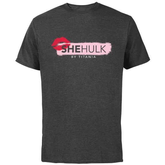 Marvel Studios She-Hulk by Titania Kiss Logo Dark Disney  - Short Sleeve Cotton T-Shirt for Adults - Customized-Charcoal