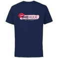 thumbnail image 1 of Marvel Studios She-Hulk by Titania Kiss Logo Dark Disney+ - Short Sleeve Cotton T-Shirt for Adults - Customized-Navy, 1 of 5