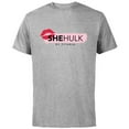 thumbnail image 1 of Marvel Studios She-Hulk by Titania Kiss Logo Light Disney+ - Short Sleeve Cotton T-Shirt for Adults - Customized-Athletic Heather, 1 of 5