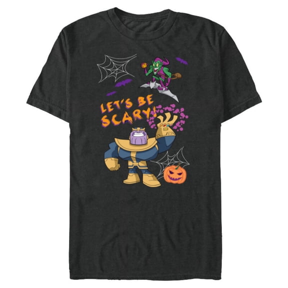 Marvel Studios Thanos Green Goblin Halloween Pumpkin Webs - Short Sleeve Blended T-Shirt for Adults - Customized-Graphite Snow Heather