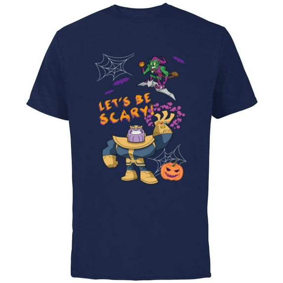 Marvel Studios Thanos Green Goblin Halloween Pumpkin Webs - Short Sleeve Cotton T-Shirt for Adults - Customized-Navy