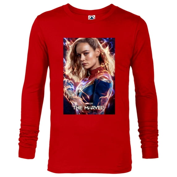Marvel Studios The Marvels Captain Marvel Carol Cosmic Power - Long Sleeve T-Shirt for Men - Customized-New Red