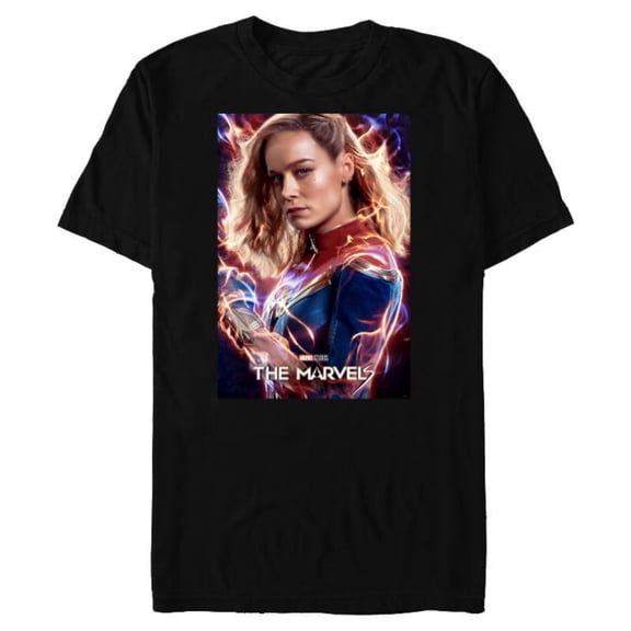 Marvel Studios The Marvels Captain Marvel Carol Cosmic Power - Short Sleeve Blended T-Shirt for Adults - Customized-Black