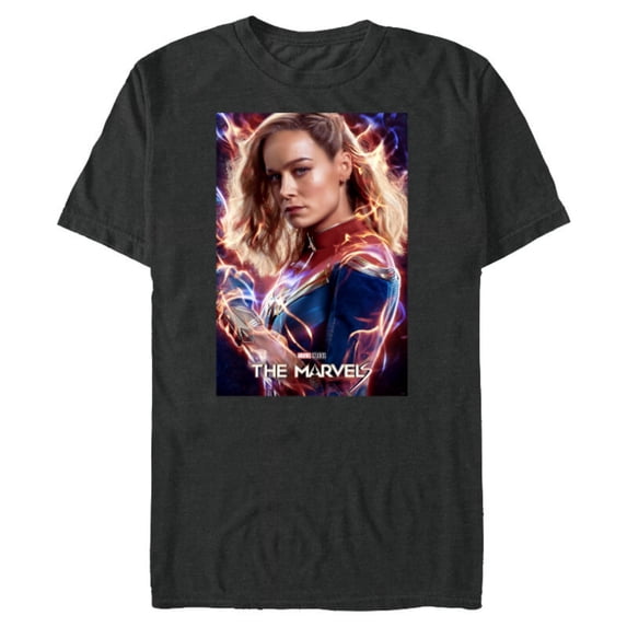 Marvel Studios The Marvels Captain Marvel Carol Cosmic Power - Short Sleeve Blended T-Shirt for Adults - Customized-Dark Heather