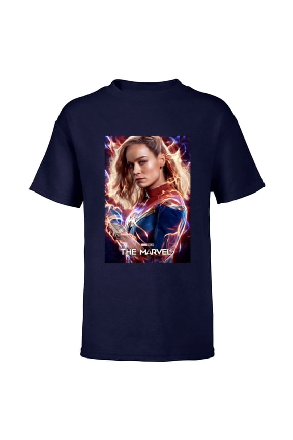 Studios The Marvels Captain Marvel Carol Cosmic Power - Short Sleeve T-Shirt for Kids - Customized-Navy