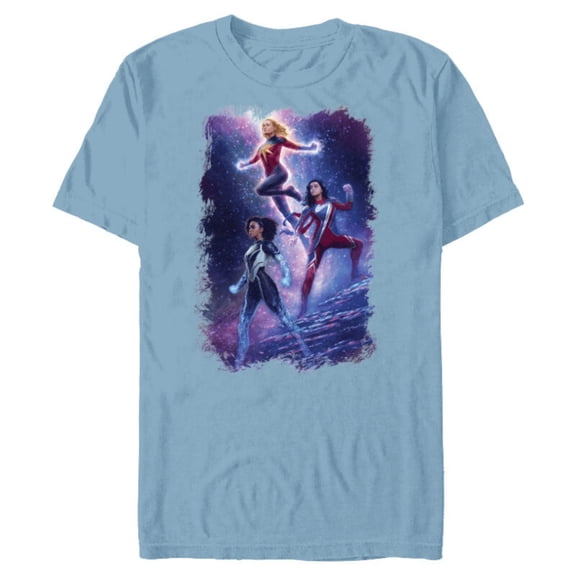 Marvel Studios The Marvels Captain Marvel Monica Ms. Marvel - Short Sleeve Blended T-Shirt for Adults - Customized-Ocean Blue
