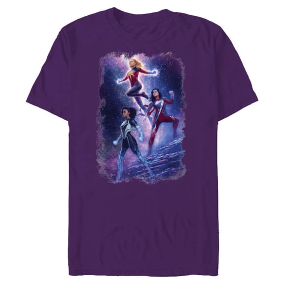 Marvel Studios The Marvels Captain Marvel Monica Ms. Marvel - Short Sleeve Blended T-Shirt for Adults - Customized-Purple