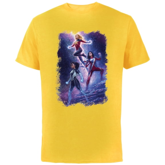 Marvel Studios The Marvels Captain Marvel Monica Ms. Marvel - Short Sleeve Cotton T-Shirt for Adults - Customized-Yellow