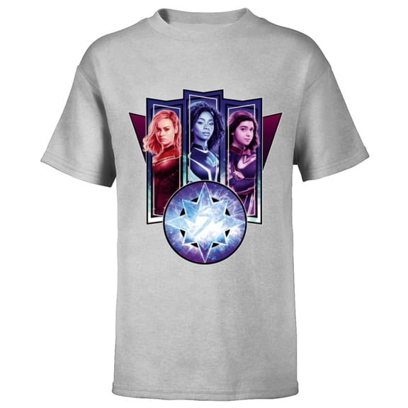 Marvel Studios The Marvels Captain Marvel Photon Ms. Marvel - Short Sleeve T-Shirt for Kids - Customized-Athletic Heather