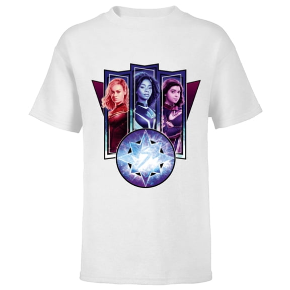 Marvel Studios The Marvels Captain Marvel Photon Ms. Marvel - Short Sleeve T-Shirt for Kids - Customized-White