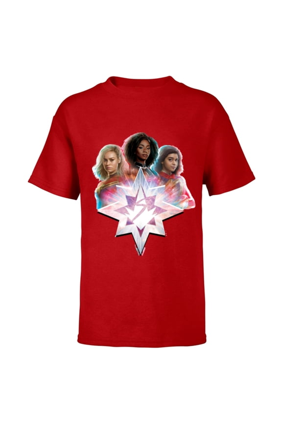 Studios The Marvels Carol Monica Kamala Power Icon - Short Sleeve T-Shirt for Kids - Customized-Red