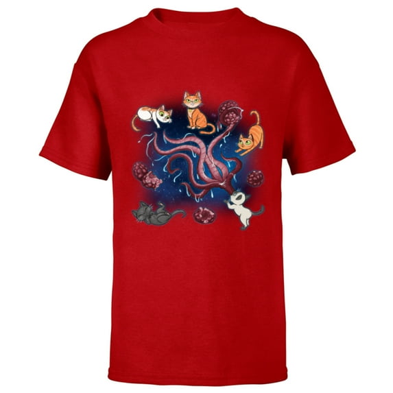 Marvel Studios The Marvels Goose & Flerkittens in Space Cute - Short Sleeve T-Shirt for Kids - Customized-Red