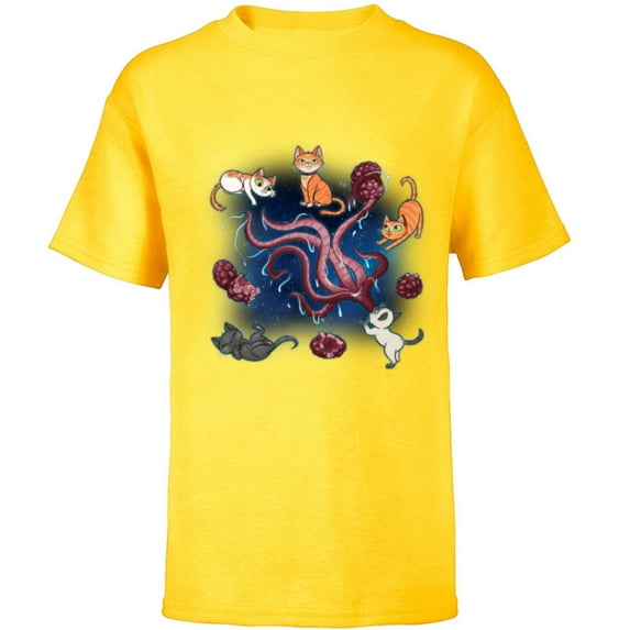 Marvel Studios The Marvels Goose & Flerkittens in Space Cute - Short Sleeve T-Shirt for Kids - Customized-Yellow