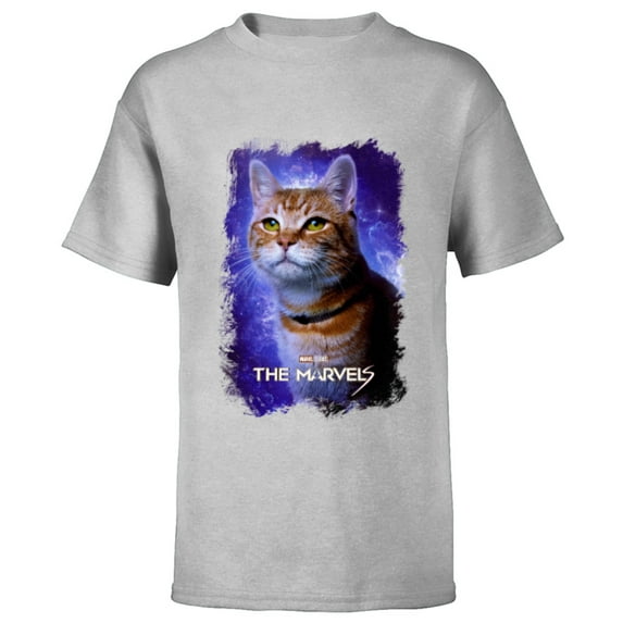 Marvel Studios The Marvels Goose the Flerken Cat Poster - Short Sleeve T-Shirt for Kids - Customized-Athletic Heather