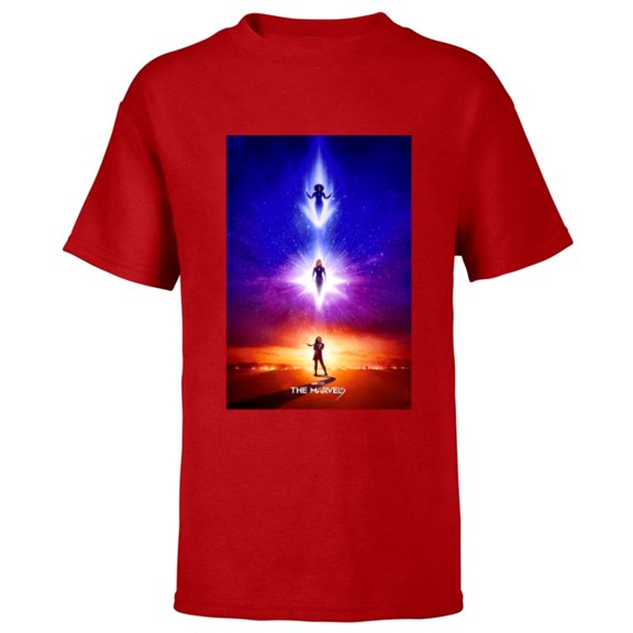 Marvel Studios The Marvels Monica Captain Marvel Ms. Marvel - Short Sleeve T-Shirt for Kids - Customized-Red