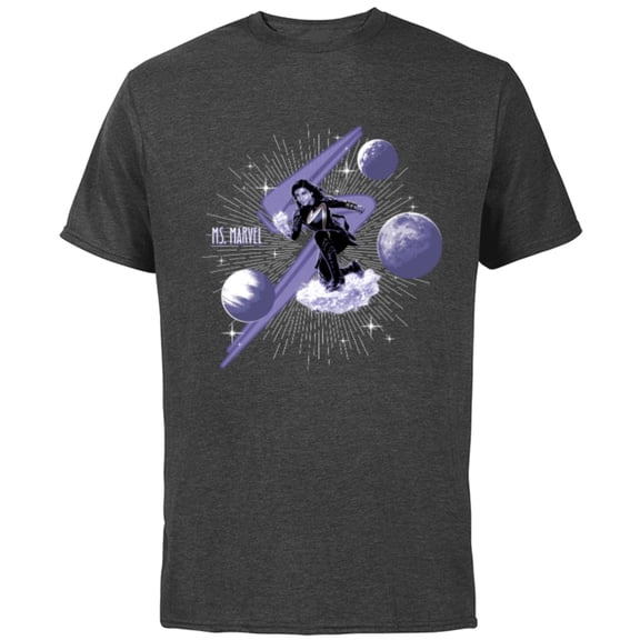 Marvel Studios The Marvels Ms. Marvel Kamala Khan and Symbol - Short Sleeve Cotton T-Shirt for Adults - Customized-Charcoal