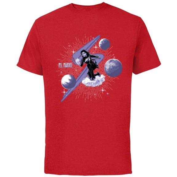 Marvel Studios The Marvels Ms. Marvel Kamala Khan and Symbol - Short Sleeve Cotton T-Shirt for Adults - Customized-Red