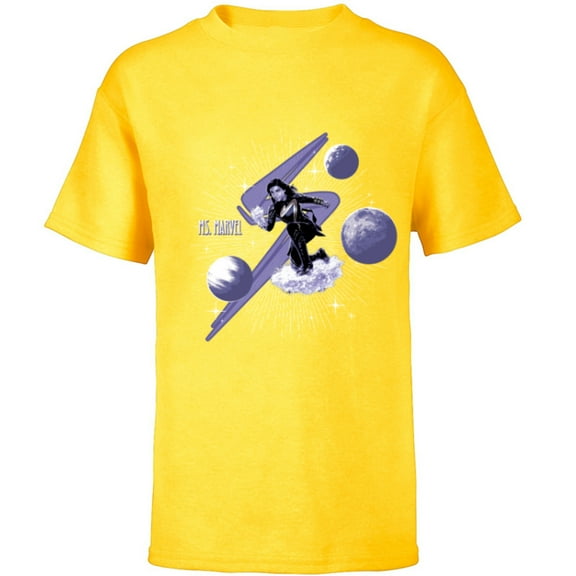 Marvel Studios The Marvels Ms. Marvel Kamala Khan and Symbol - Short Sleeve T-Shirt for Kids - Customized-Yellow