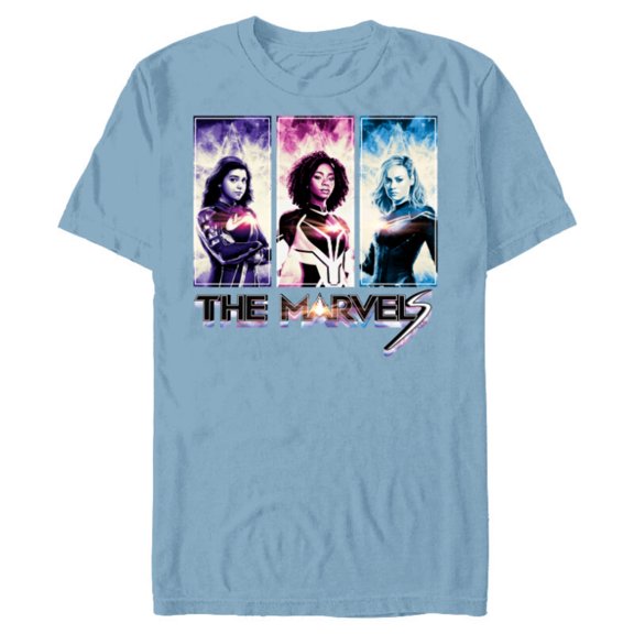 Marvel Studios The Marvels Ms. Marvel Photon Captain Marvel - Short Sleeve Blended T-Shirt for Adults - Customized-Ocean Blue