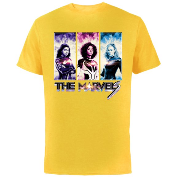 Marvel Studios The Marvels Ms. Marvel Photon Captain Marvel - Short Sleeve Cotton T-Shirt for Adults - Customized-Yellow