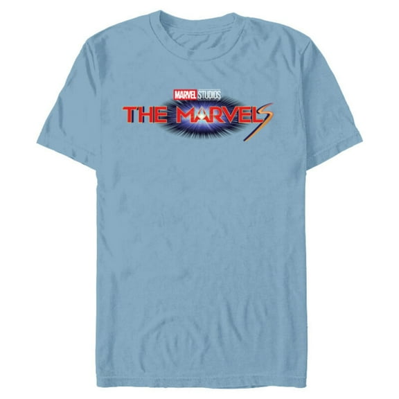 Marvel Studios The Marvels Official Movie Logo - Short Sleeve Blended T-Shirt for Adults - Customized-Ocean Blue