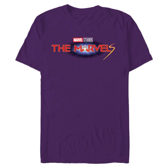 Marvel Studios The Marvels Official Movie Logo - Short Sleeve Blended T-Shirt for Adults - Customized-Purple