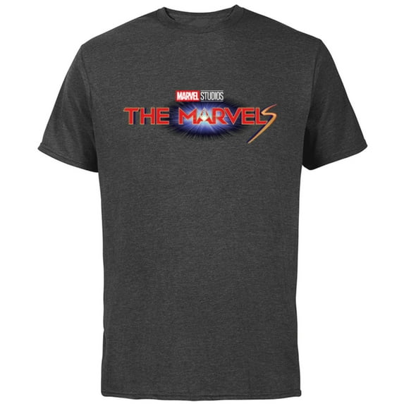 Marvel Studios The Marvels Official Movie Logo - Short Sleeve Cotton T-Shirt for Adults - Customized-Charcoal