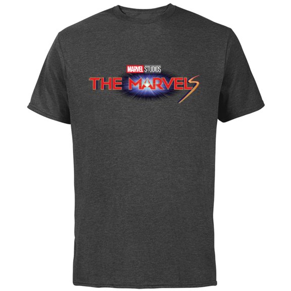 Marvel Studios The Marvels Official Movie Logo - Short Sleeve Cotton T-Shirt for Adults - Customized-Charcoal