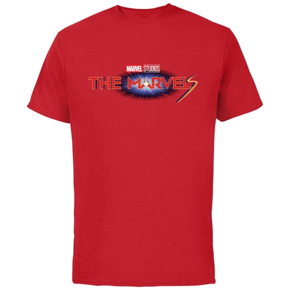 Marvel Studios The Marvels Official Movie Logo - Short Sleeve Cotton T-Shirt for Adults - Customized-Red
