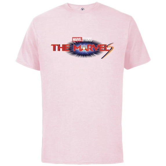 Marvel Studios The Marvels Official Movie Logo - Short Sleeve Cotton T-Shirt for Adults - Customized-Soft Pink