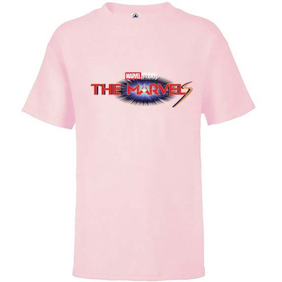 Marvel Studios The Marvels Official Movie Logo - Short Sleeve T-Shirt for Kids - Customized-Soft Pink