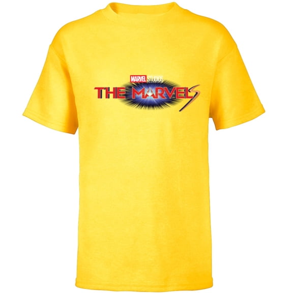 Marvel Studios The Marvels Official Movie Logo - Short Sleeve T-Shirt for Kids - Customized-Yellow