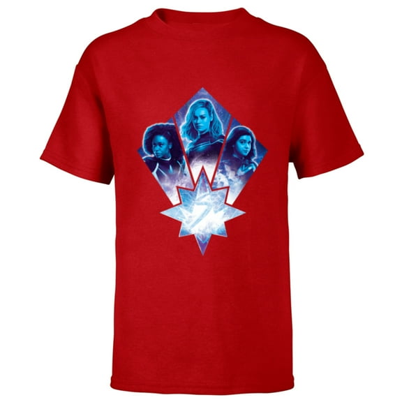 Marvel Studios The Marvels Photon Captain Marvel Ms. Marvel - Short Sleeve T-Shirt for Kids - Customized-Red