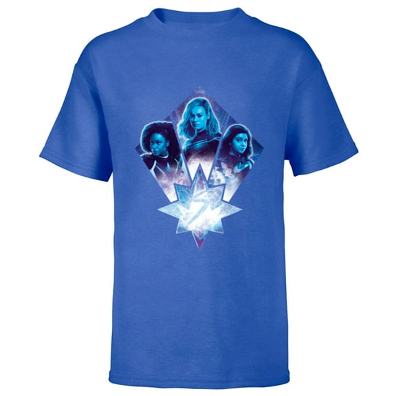 Marvel Studios The Marvels Photon Captain Marvel Ms. Marvel - Short Sleeve T-Shirt for Kids - Customized-Royal