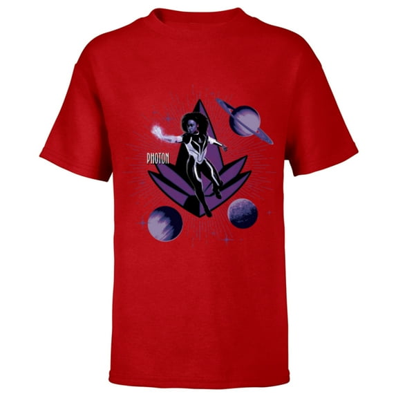 Marvel Studios The Marvels Photon Monica Rambeau and Symbol - Short Sleeve T-Shirt for Kids - Customized-Red