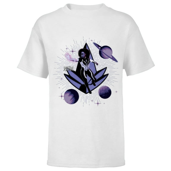 Marvel Studios The Marvels Photon Monica Rambeau and Symbol - Short Sleeve T-Shirt for Kids - Customized-White