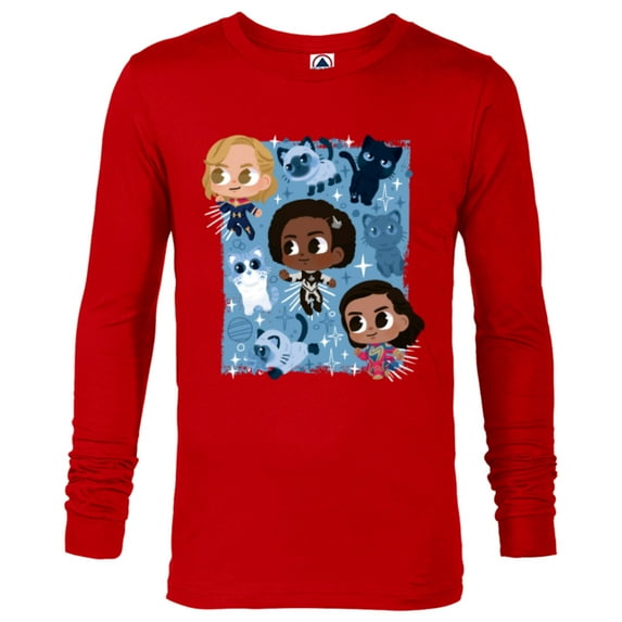Marvel Studios The Marvels Super Heroes and Flerkittens Cute - Long Sleeve T-Shirt for Men - Customized-New Red