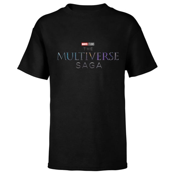 Marvel Studios The Multiverse Saga MCU Logo - Short Sleeve T-Shirt for Kids - Customized-Black