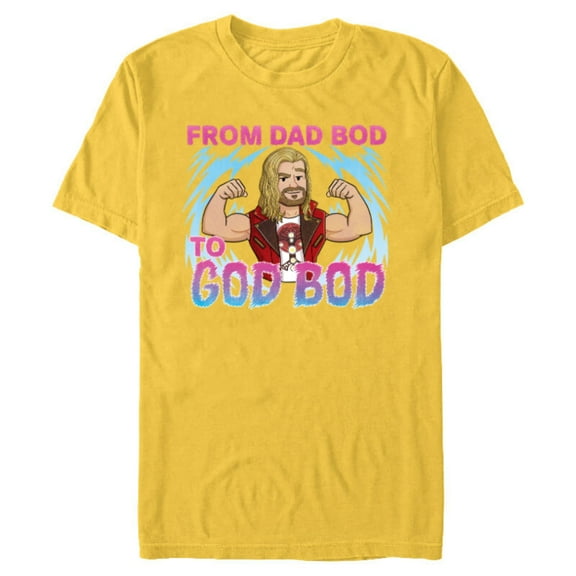 Marvel Studios Thor: Love and Thunder Dad Bod to God Bod - Short Sleeve Blended T-Shirt for Adults - Customized-Yellow