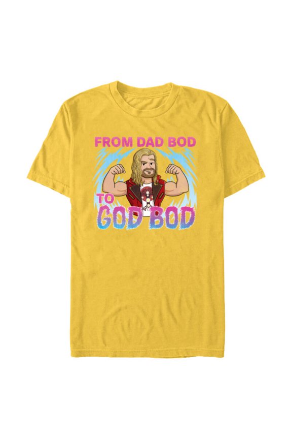 Studios Thor: Love and Thunder Dad Bod to God Bod - Short Sleeve Blended T-Shirt for Adults - Customized-Yellow