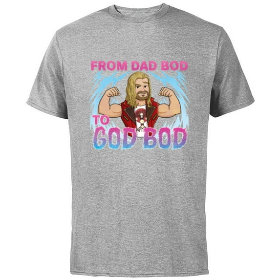 Marvel Studios Thor: Love and Thunder Dad Bod to God Bod - Short Sleeve Cotton T-Shirt for Adults - Customized-Athletic Heather