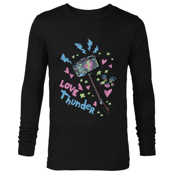 Marvel Studios Thor: Love and Thunder Mjolnir - Long Sleeve T-Shirt for Men - Customized-Black