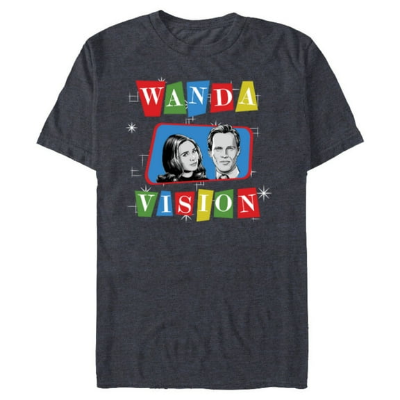 Marvel Studios WandaVision Logo TV Sitcom Style Disney  - Short Sleeve Blended T-Shirt for Adults - Customized-Navy Heather