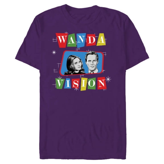 Marvel Studios WandaVision Logo TV Sitcom Style Disney  - Short Sleeve Blended T-Shirt for Adults - Customized-Purple