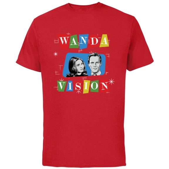 Marvel Studios WandaVision Logo TV Sitcom Style Disney  - Short Sleeve Cotton T-Shirt for Adults - Customized-Red