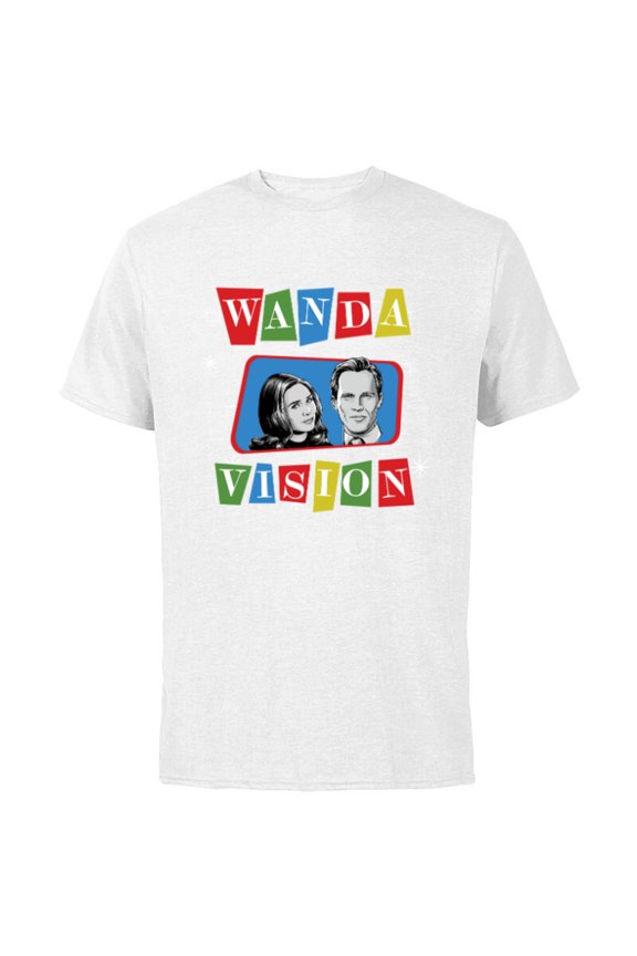 Studios WandaVision Logo TV Sitcom Style Disney+ - Short Sleeve Cotton T-Shirt for Adults - Customized-White