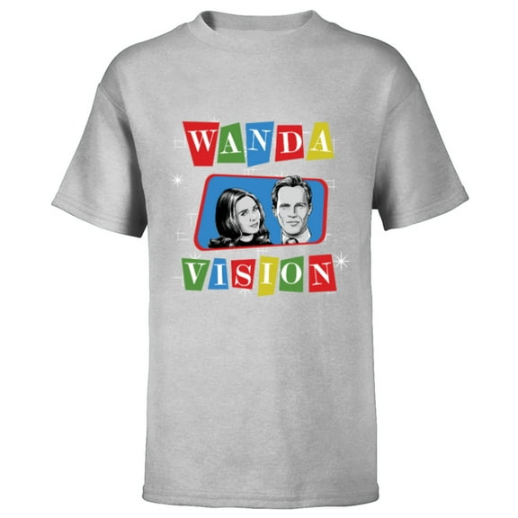 Marvel Studios WandaVision Logo TV Sitcom Style Disney  - Short Sleeve T-Shirt for Kids - Customized-Athletic Heather