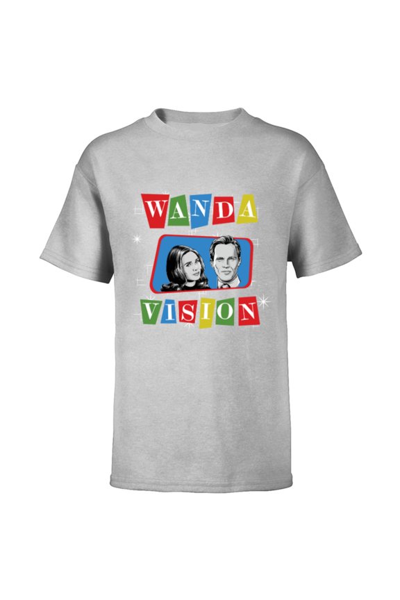 Studios WandaVision Logo TV Sitcom Style Disney+ - Short Sleeve T-Shirt for Kids - Customized-Athletic Heather